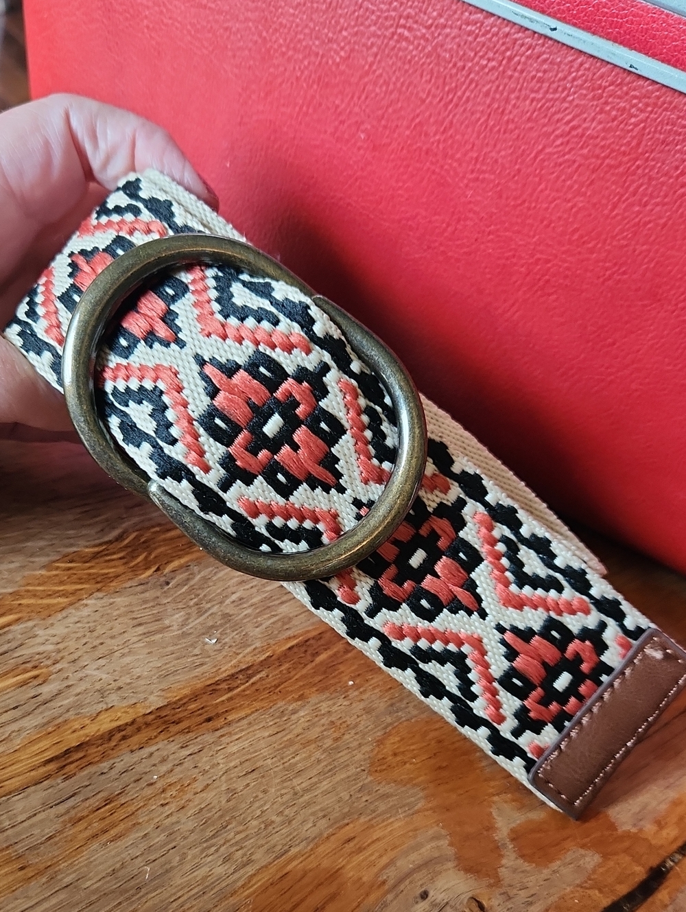 Southwestern Boho Nylon Multicolor Embroidered Belt Size M